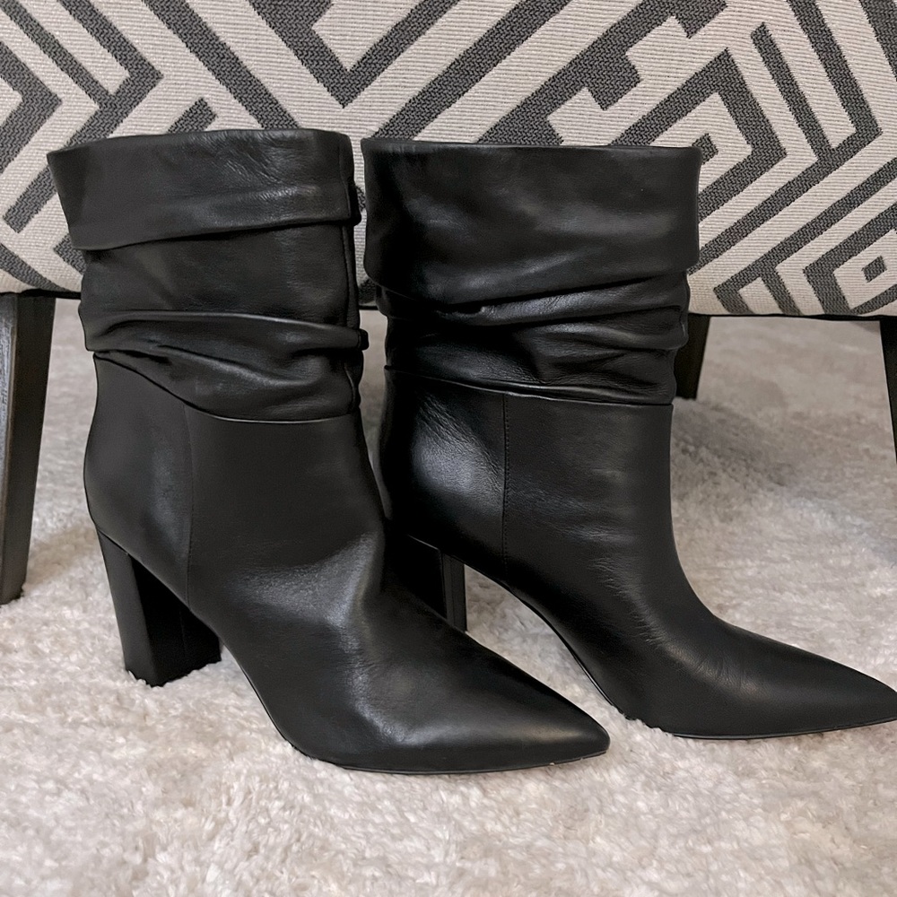 Marc Fisher Leather Ruched Ankle Boots